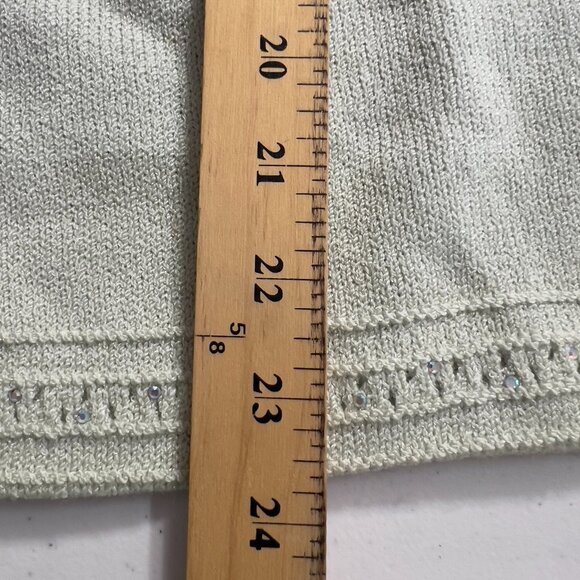 St. John Evening by Marie Gray Knit Skirt with Beaded Hem — Size 10, Light Gray - Picture 14 of 15